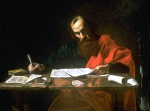 "St. Paul Writing His Epistles," by Valentin de Boulogne (17th Cent.)